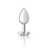 Cheeky Charms Silver Metal Anal Plug With Heart Clear Jewel - - Butt Plugs